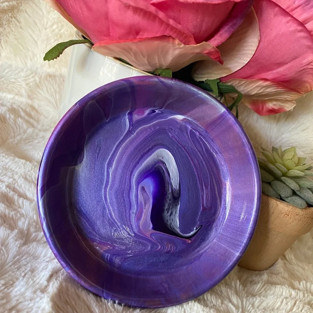 Fluid Art ring dish trinket tray unique gift purple